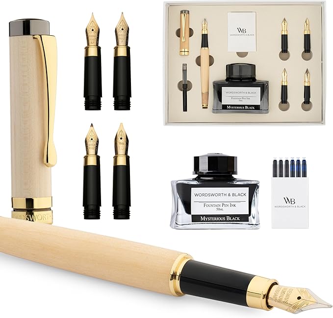 Wordsworth & Black Fountain Pen Gift Set, Includes Ink Bottle, 6 Ink Cartridges by WordsworthBlack