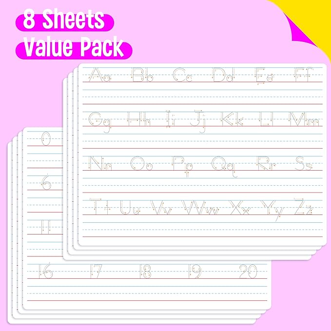 8 Packs Alphabet & Number Whiteboards, Double Sided Dry Erase Board Letters - Image 2