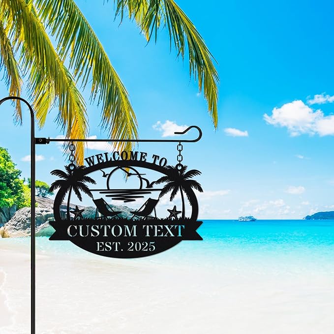 Personalized Metal Beach Sign | Custom Coastal Wall Decor - Image 4