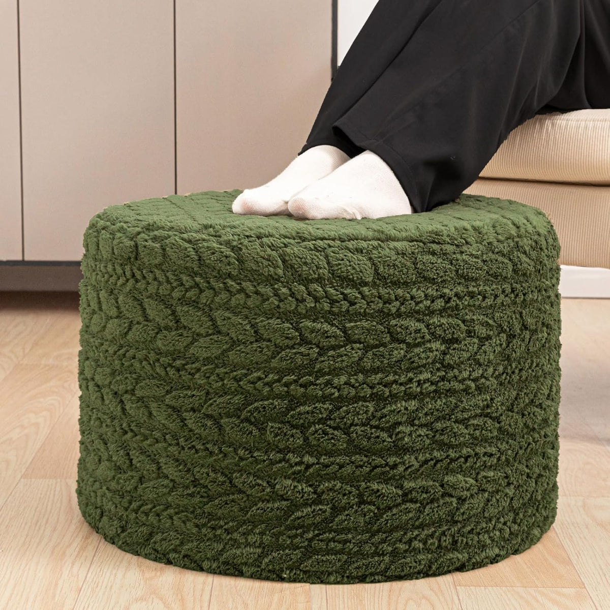 round pouf ottoman foot stool 20x14in ottoman footrest, main product view