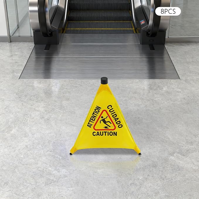 20 inch Wet Floor Sign 8 Pcs, Pop up Foldable Wet Safety Signs - Image 8