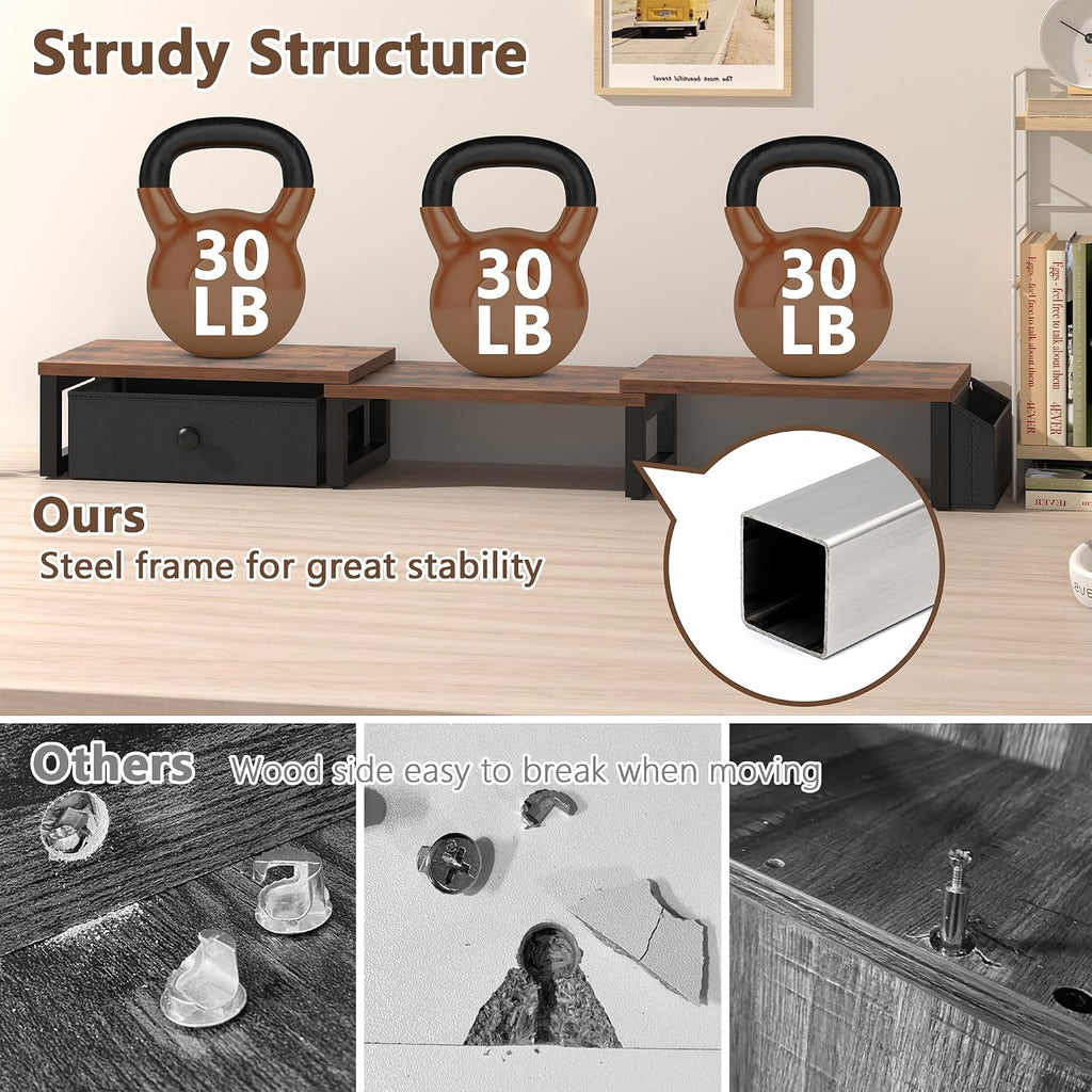 land·voi heavy duty dual monitor stand, holds 2 shown in use