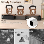 land·voi heavy duty dual monitor stand, holds 2 shown in use