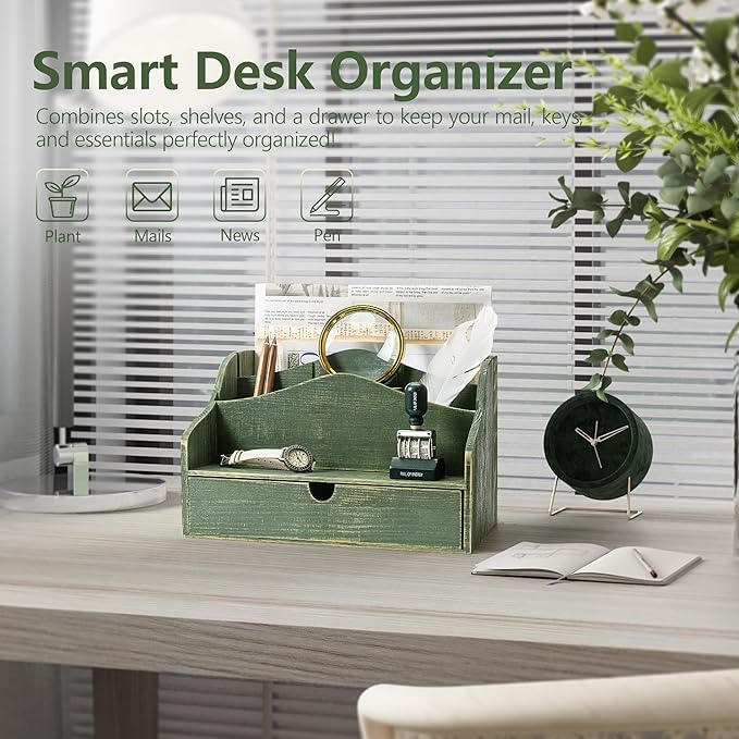 Pine Wood Mail Organizer for Desk - Image 3