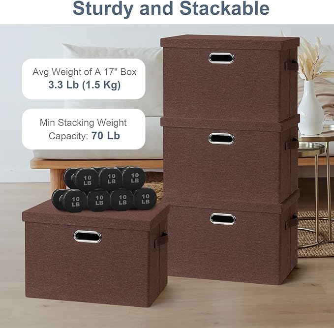 Graciadeco Large 17" 36 Quart Collapsible Stackable Storage Bins - Image 3