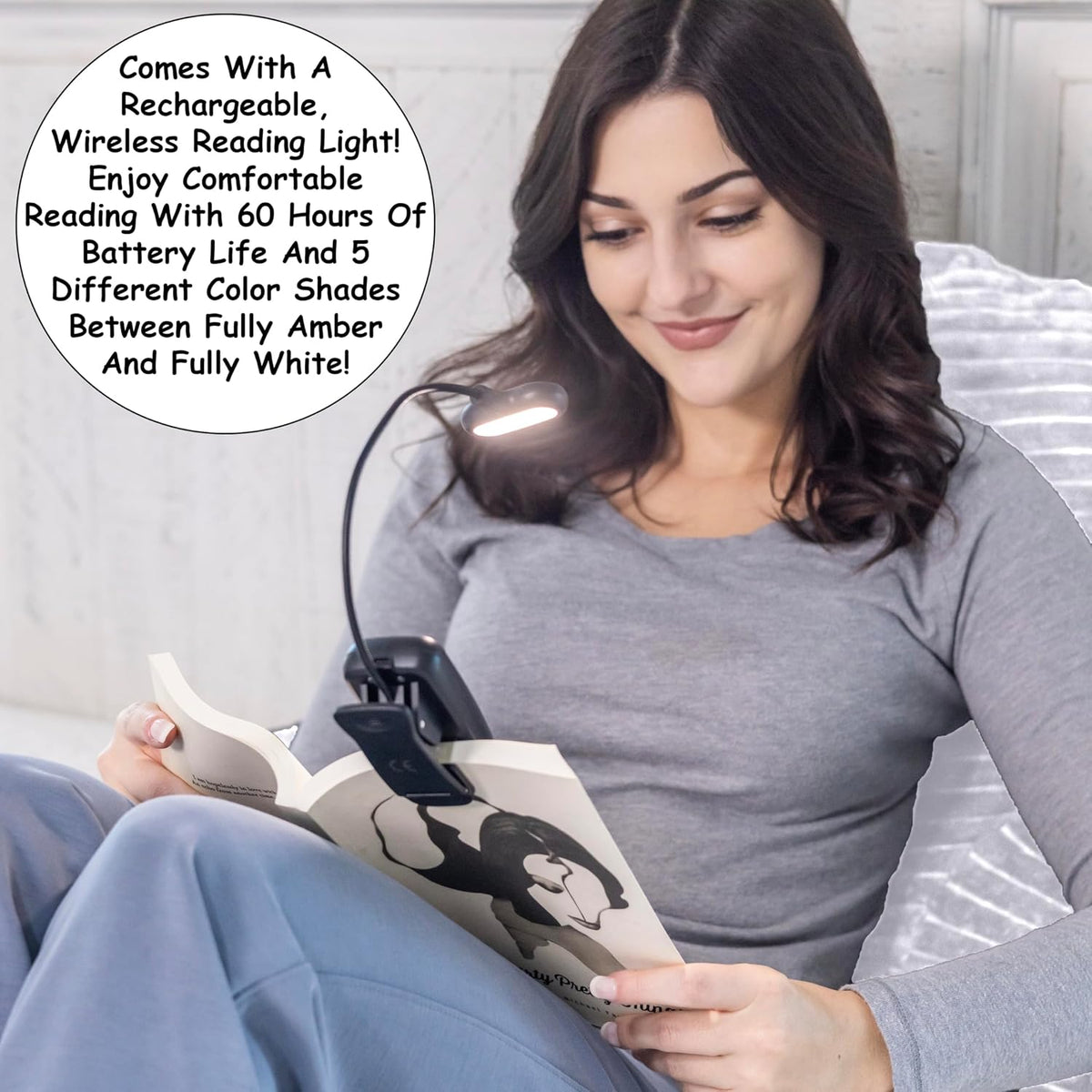 Homie Reading Pillow with Reading Light and Wrist Support, Has Arm Rests, and...