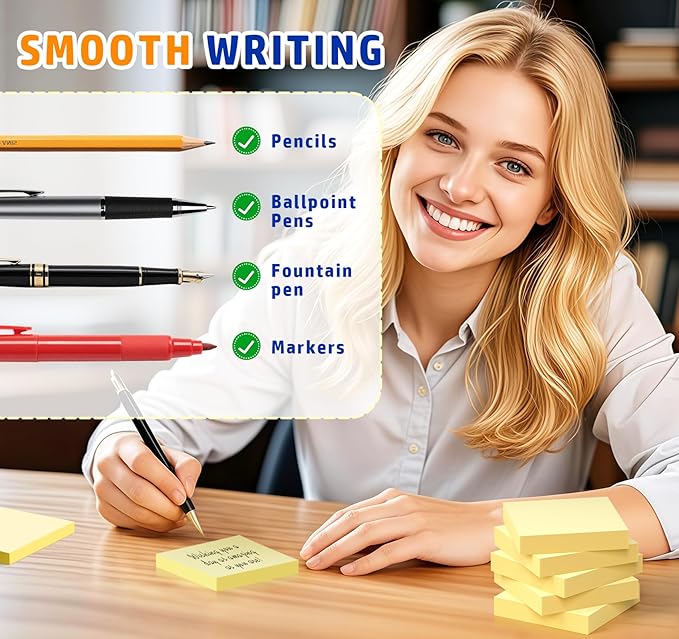Yellow Sticky Notes Mini, 2 x 2in Small Sticky Notes, 24 Pack Notes Pads Memo - Image 5