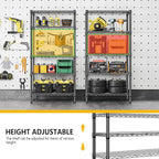 M MZG 1250 lbs 5 Tier Shelf Metal Storage Shelves Shelving Wire Rack Heavy Duty - Image 6