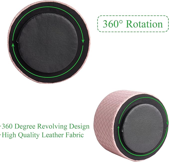 Hennaja Round Leather Art Supply Organizer, Remote Control Holder, 360 Degree - Image 4