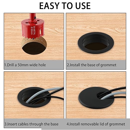 2 Inch Desk Grommet, 13 Pieces Wire Grommet, Desk Hole Cover - Image 4