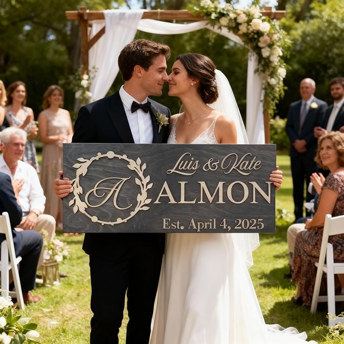 Custom Family Name Sign | Personalized Wooden Wedding Gift | Rustic Last Name - Image 5