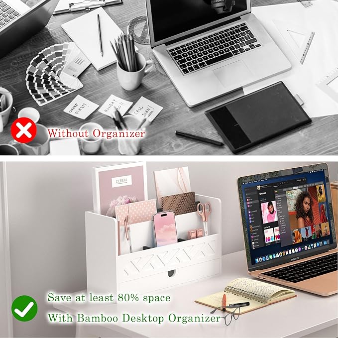Wisuce Bamboo Mail Organizer Countertop Desktop - Image 4