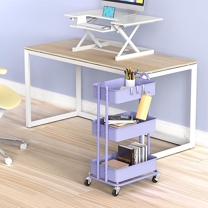 Simple Houseware 3-Tier Heavy Duty Metal Utility Rolling Cart - Image 2