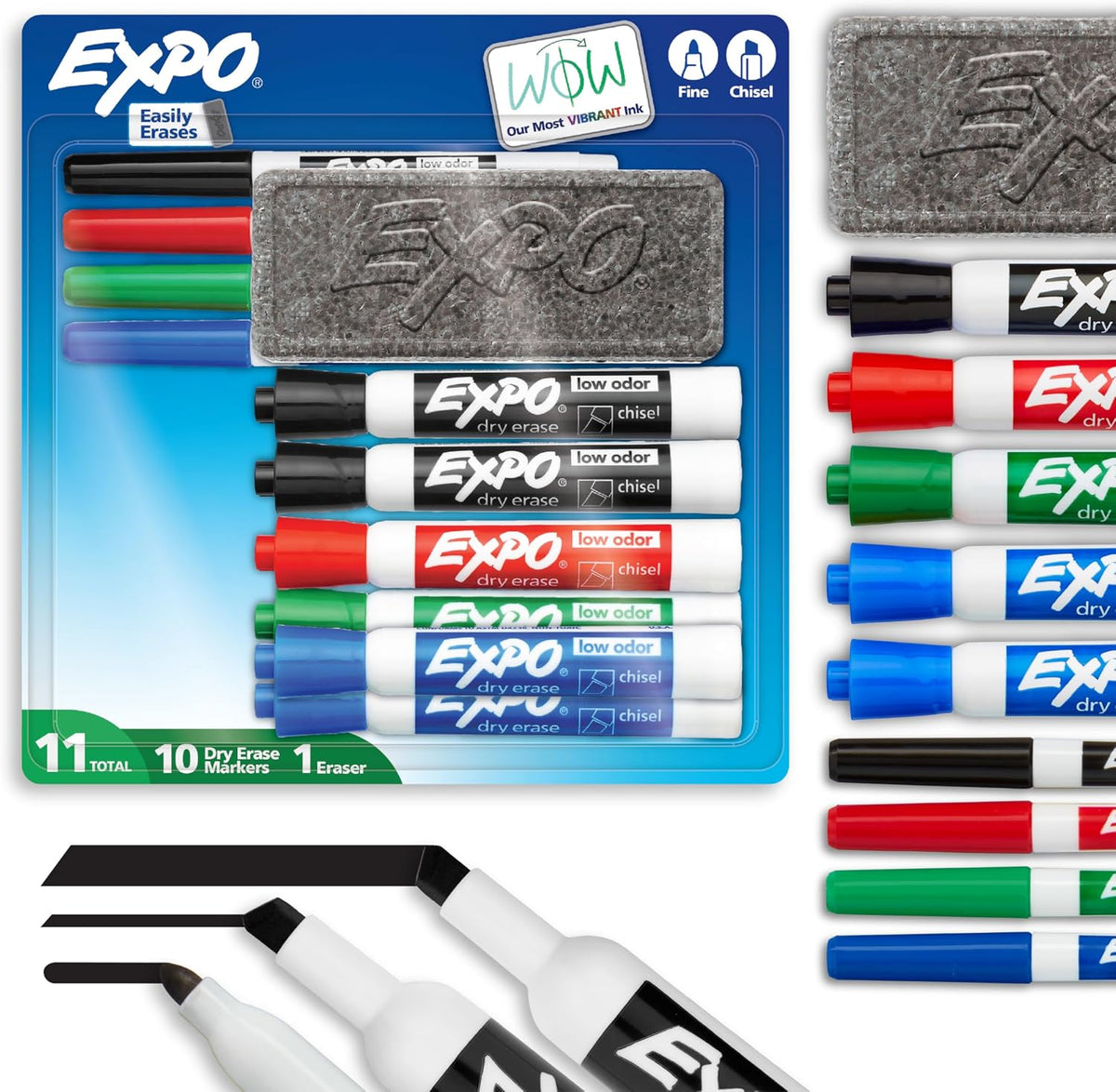 EXPO Dry Erase Markers Set, Fine & Chisel Tips, Classroom, Office Supplie...