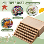 aceorbit 6 drawer wooden pressed flower storage box, front angle view