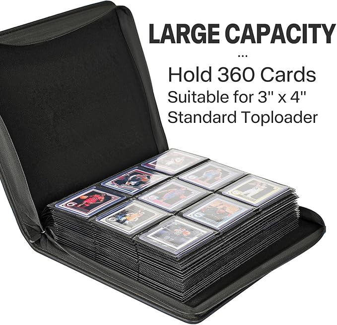 Sibonic 9 Pocket TopLoader Binder, Holds 360 3”x4” Toploader Hard Cases - Image 4