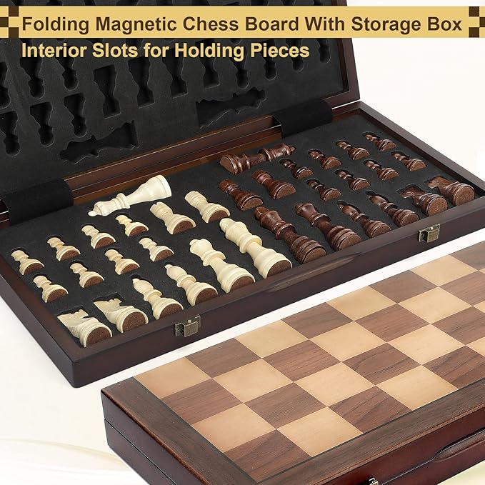 Magnetic Wooden Chess Set for Adults Kids 12'' Chess Board - Image 8