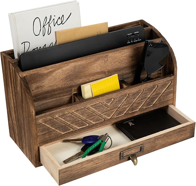VERGOODR Solid Wooden Desk Drawer Organizer Desktop File Sorter, Desktop Mail - Image 2
