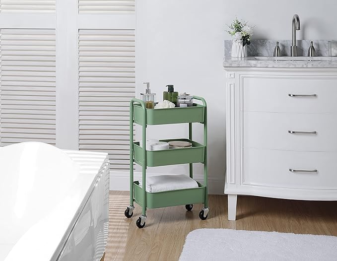 SunnyPoint 3-Tier Delicate Compact Rolling Metal Storage Organizer - Image 4