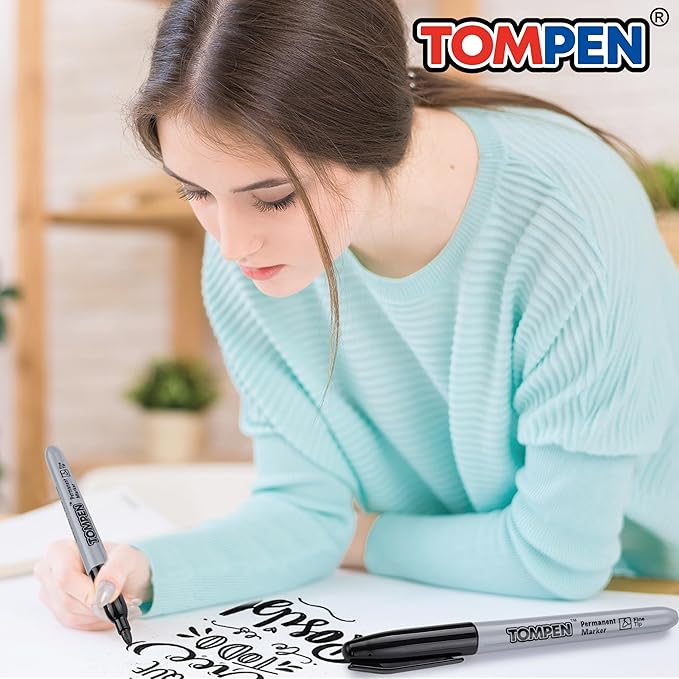 TOMPEN Black Permanent Markers Bulk Fine Tip 500 Pack, Use - Image 4