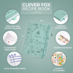 Clever Fox Recipe Book to Write in Your Own Meals 8.5x11.2 Mint Cream | Blank cook book notebook, Cooking & baking essentials for women, teens, kids & girls, Make your own DIY baker's notebook