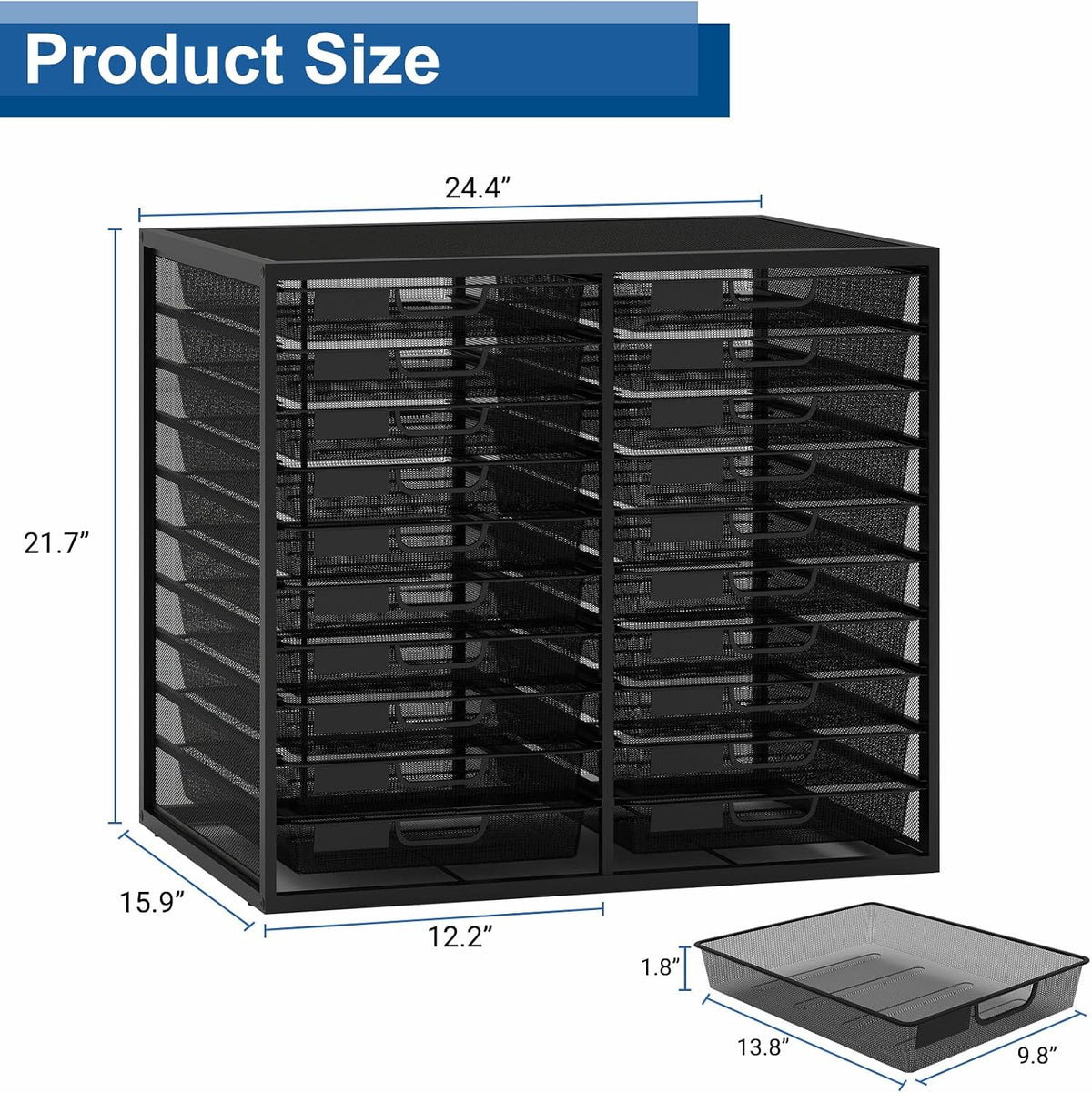 Natwind Mesh Desk Organizer with 20 Compartments Sliding Drawers,Black
