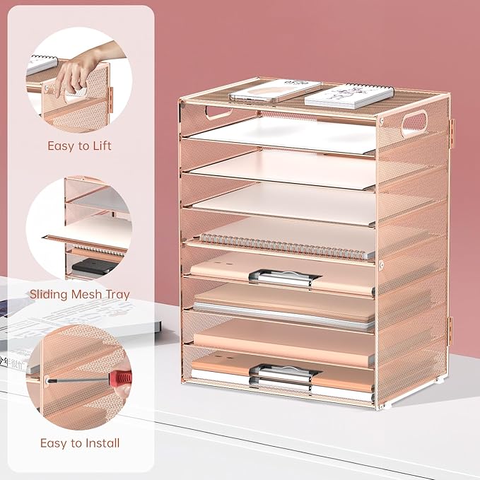 DALTACK 9-Tier Paper Letter Tray Desk Organizer - Image 4