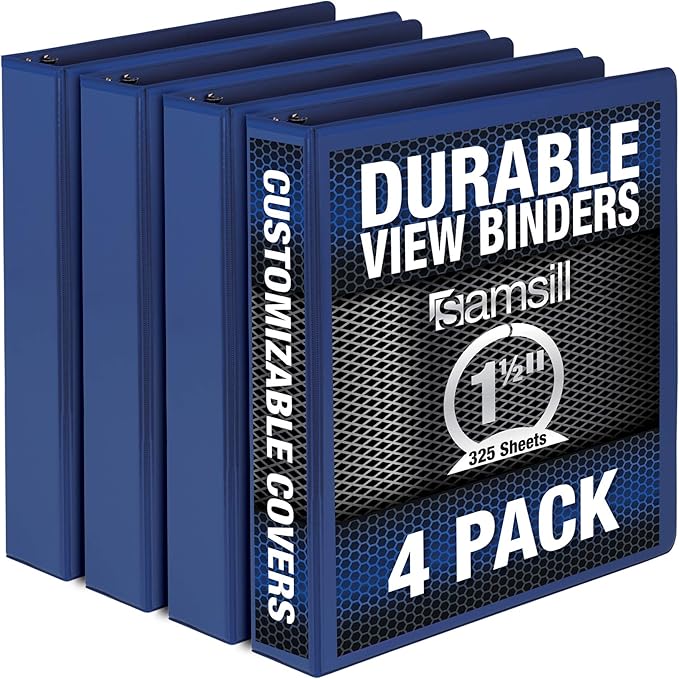 Samsill Durable 1.5 Inch Binder, Made in the USA, Round Ring Customizable Clear by Samsill