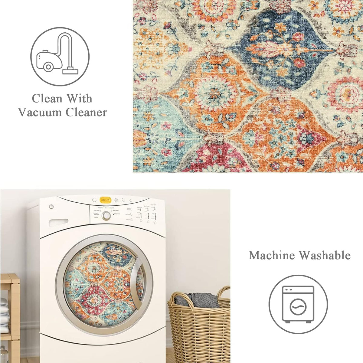Lahome Moroccan Kitchen Rugs Non Slip Washable, 2x4 Rugs for Entryway