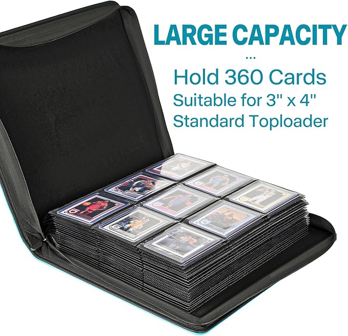 Sibonic 9 Pocket TopLoader Binder, Holds 360 3”x4” Toploader Hard Cases - Image 4