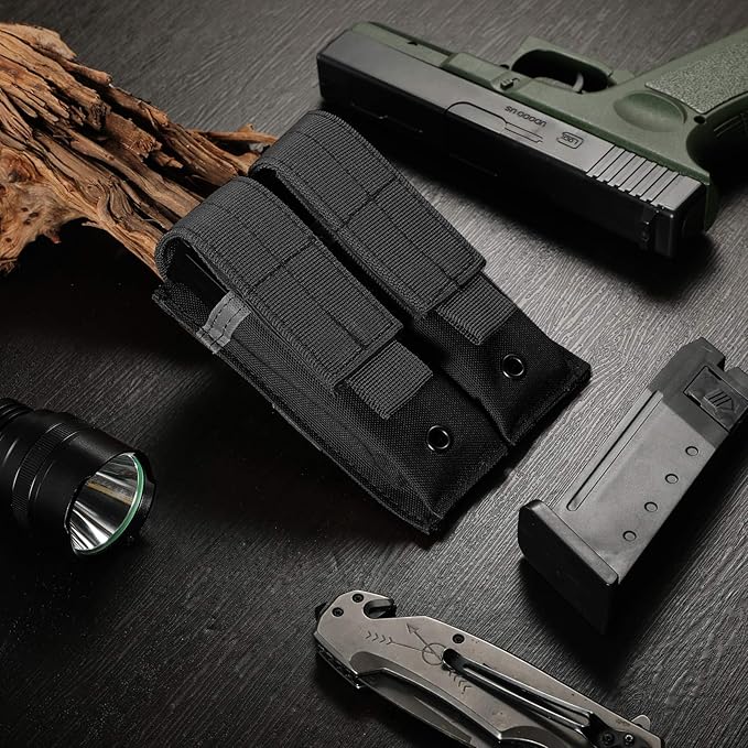 Tactical Single/Double Pistol Mag Pouch Outdoor Molle Open-Top Magazine Pouch - Image 7