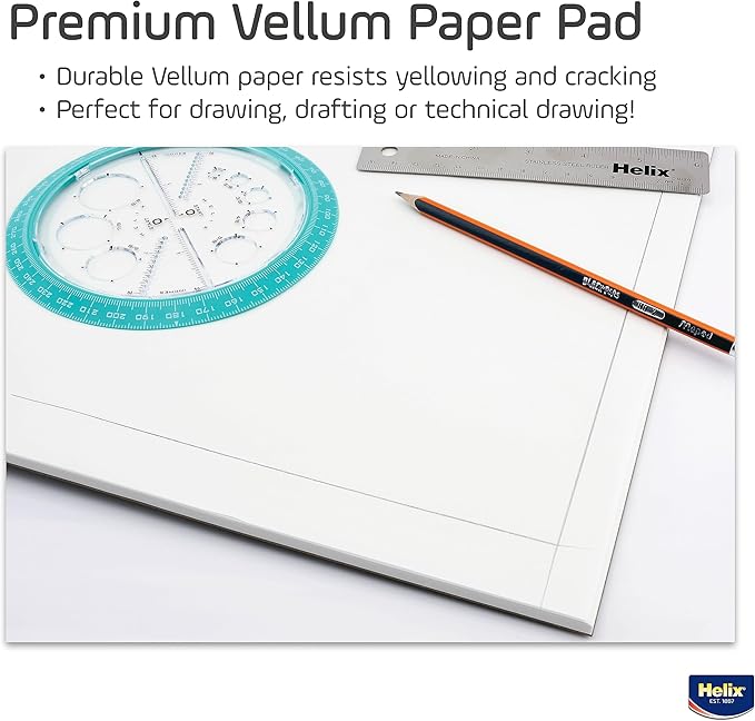 Helix - 100% Rag Vellum Paper Pad - 18 Inch x 24 Inch - 50 Sheet Pad - - Image 3