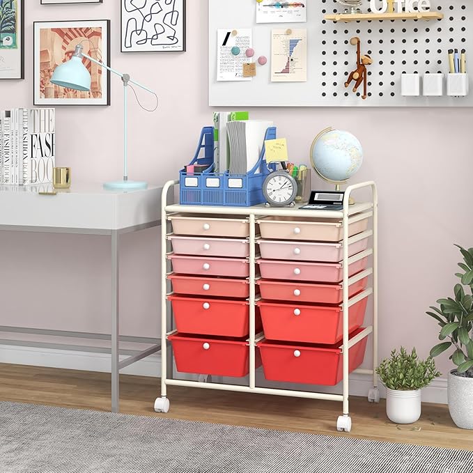 Giantex 12 Drawer Rolling Storage Cart Tools Scrapbook Paper Office School - Image 2