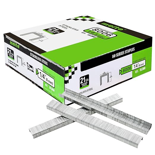 meite 21 Gauge 1/2-inch Crown Upholstery Staples, 304 Stainless Steel by meite