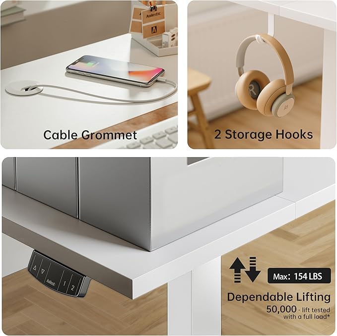 Agilestic Standing Desk with 2 Drawers, Adjustable Height Electric Desk with - Image 9