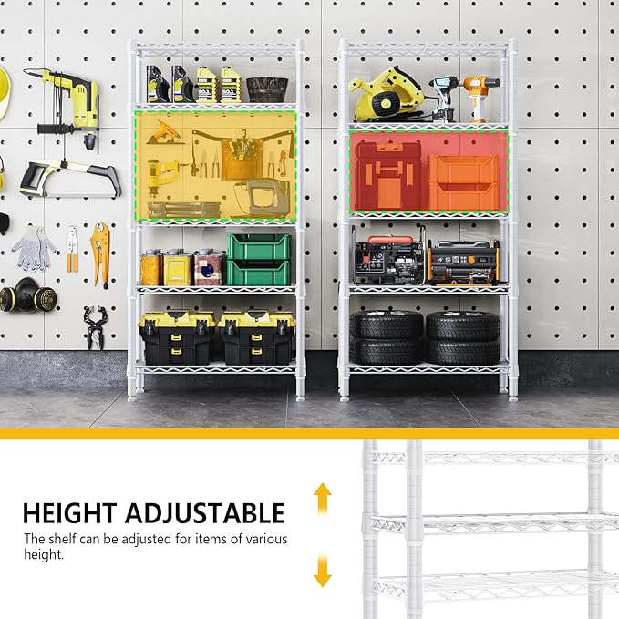 M MZG 1250 lbs 5 Tier Shelf Metal Storage Shelves Wire Rack Closet Organizers - Image 7