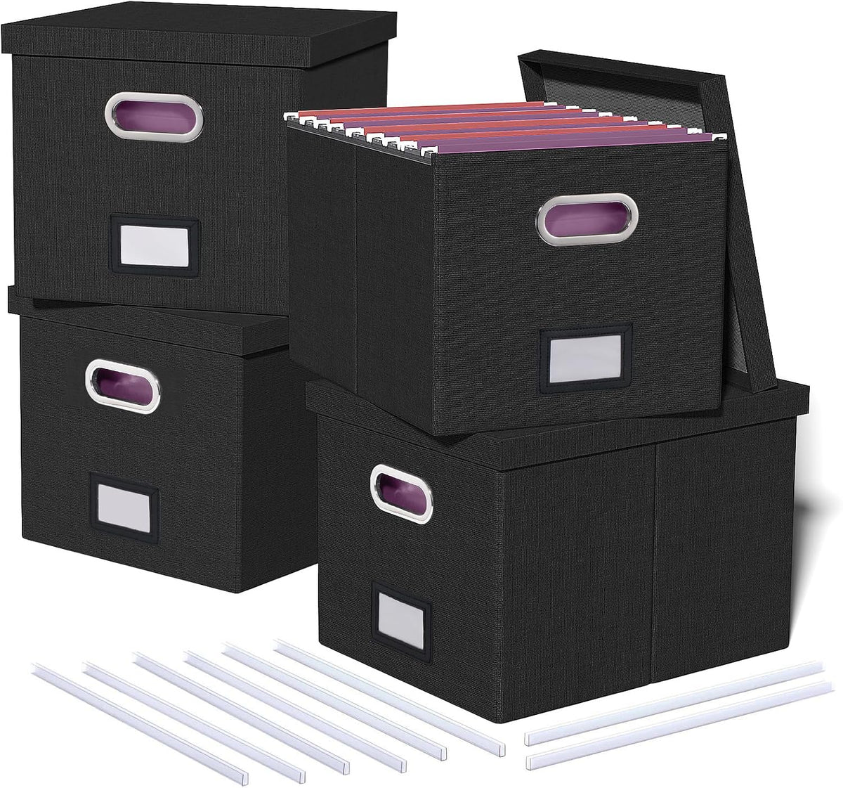 4 Pack File Storage Organizer, Document Organizer, Portable File Box