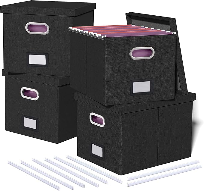 4 Pack File Storage Organizer, Document Organizer, Portable File Box by Oterri
