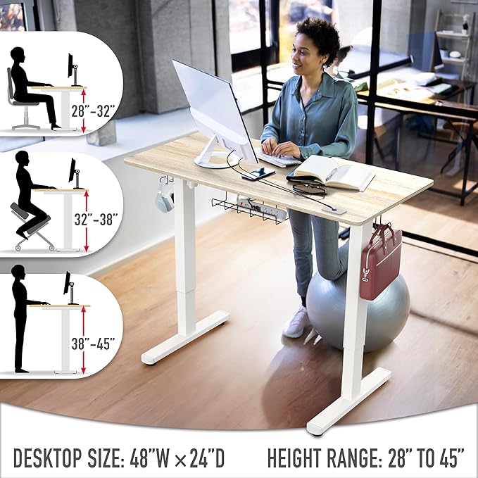 SHW 48-Inch Electric Height Adjustable Standing Desk - Image 6