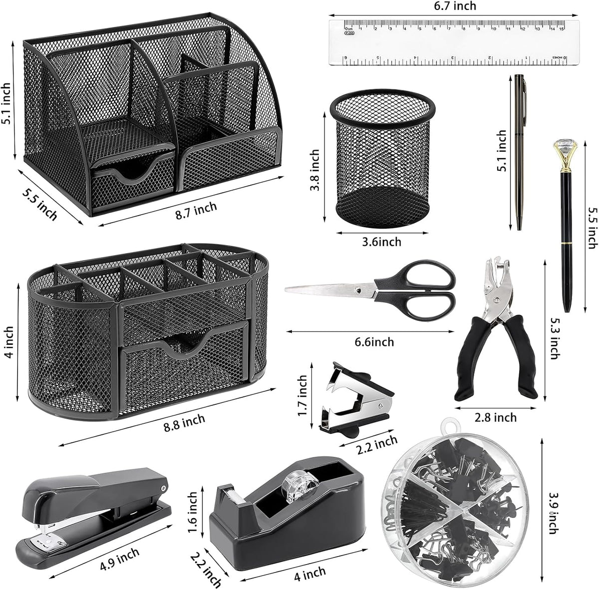 17 in 1 office desk organizer set for shown in use