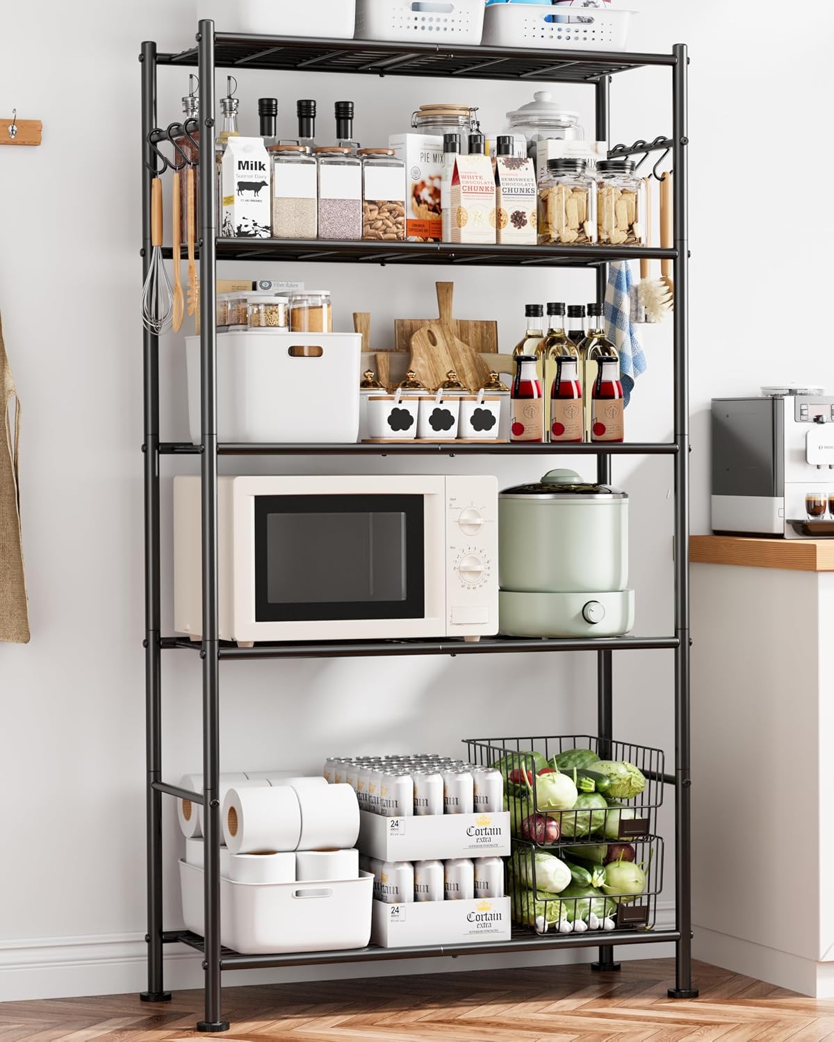 sakugi storage shelves - 5-tier large capacity shelf shown in use