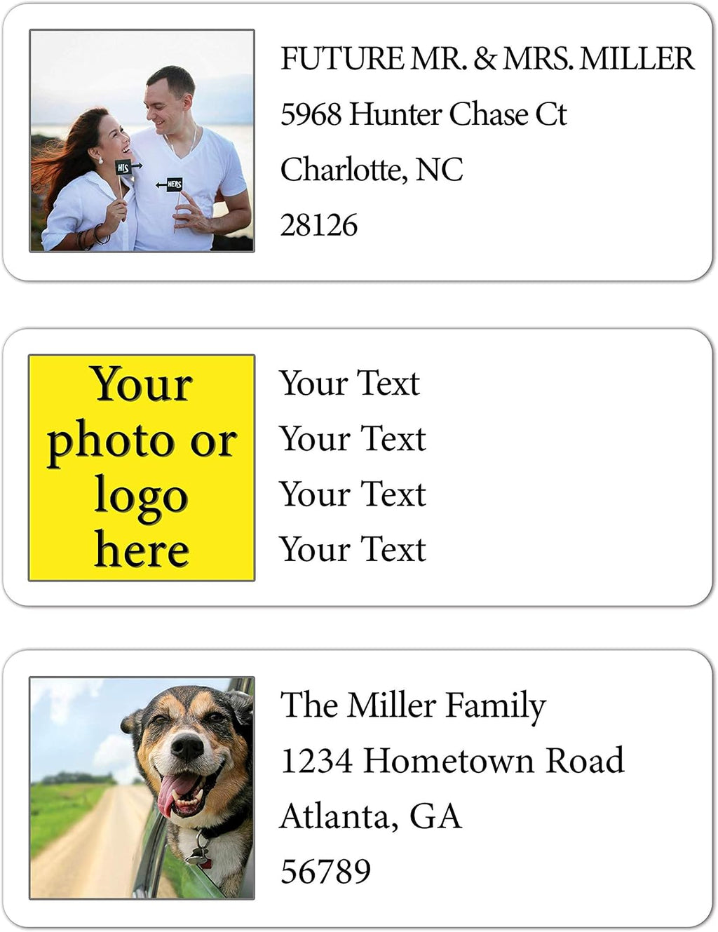 Personalized Return Address Labels Photo - Set of 120 Custom Photo or Logo Mailing Labels for Envelopes, Self Adhesive Flat Sheet Rectangle Personalized Name Stickers