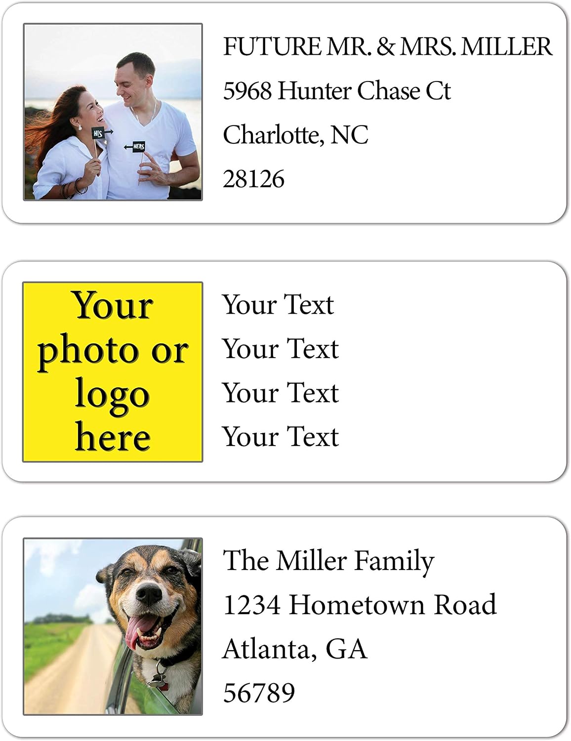 Personalized Return Address Labels Photo - Set of 120 Custom Photo or Logo Mailing Labels for Envelopes, Self Adhesive Flat Sheet Rectangle Personalized Name Stickers