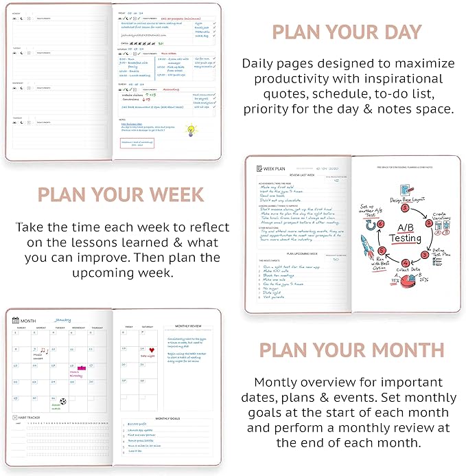 Wyze Planner Undated Daily Planner – 1-Year B5 Productivity Organizer - Image 4