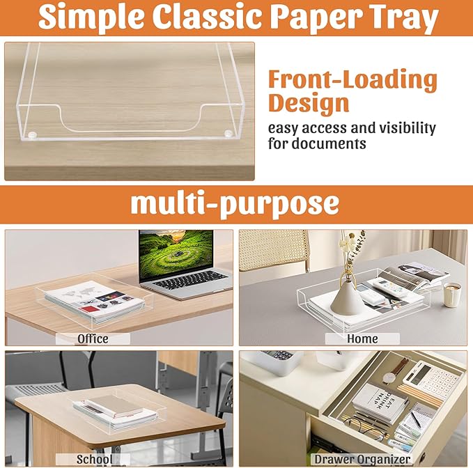 AZFUNN Acrylic Letter-Size Tray, Sturdy Heavy-Duty Clear Printer Paper Tray - Image 6
