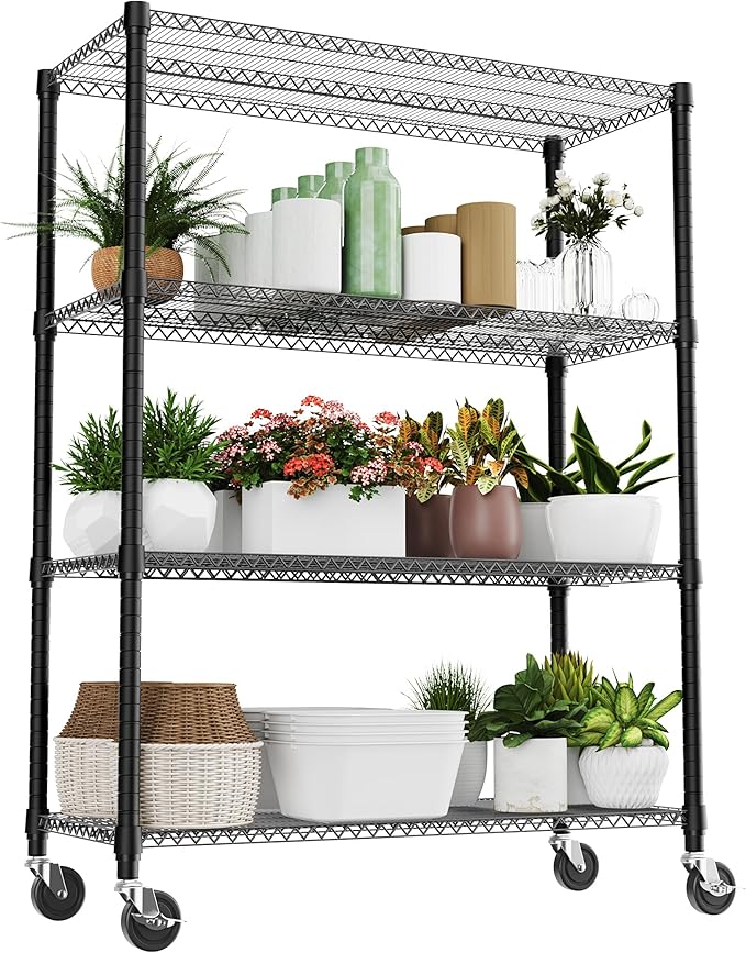 M MZG 4 Tiers Shelf 2640 lbs Steel Storage Shelving Utility Shelving Unit Steel by MEIGAOPLASTICANDMETALHKCOLIMITED