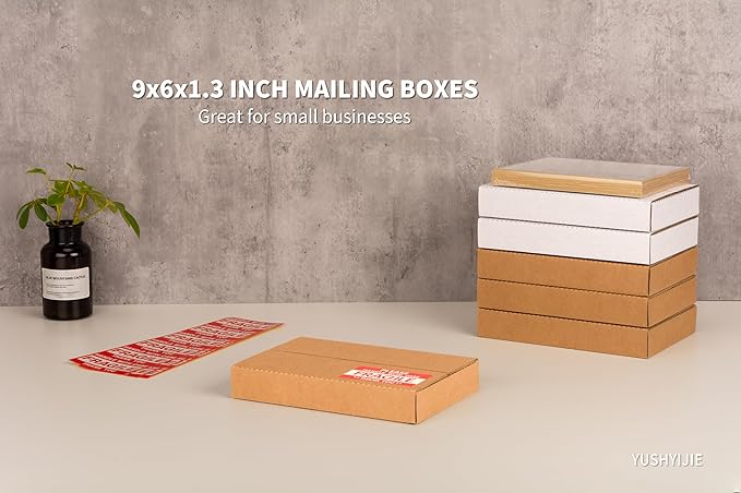 YUSHYIJIE 9x6x1.3 inch Small Shipping Boxes, 25 Pack - Image 7