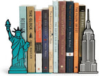 NYC Bookends with Statue of Liberty and Empire State Building Design - Steel with Epoxy Coating - Decorative Pair of Book Holders for Shelves, Desk, and Office - Geguton