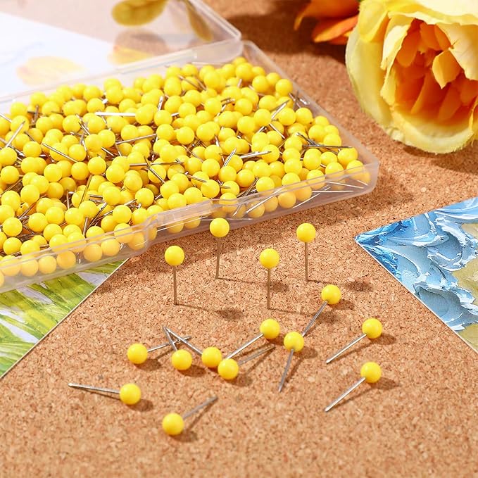 WILLBOND 500 Pack Map Push Pins Map Tacks Small Round Head Push Pins Thumb Tacks - Image 4