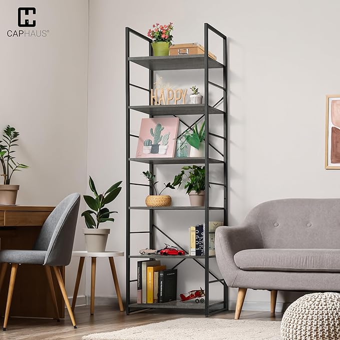 CAPHAUS 6 Tier Bookshelf, 24 Inch Width Free Standing Shelf, Bookcase Shelf - Image 2